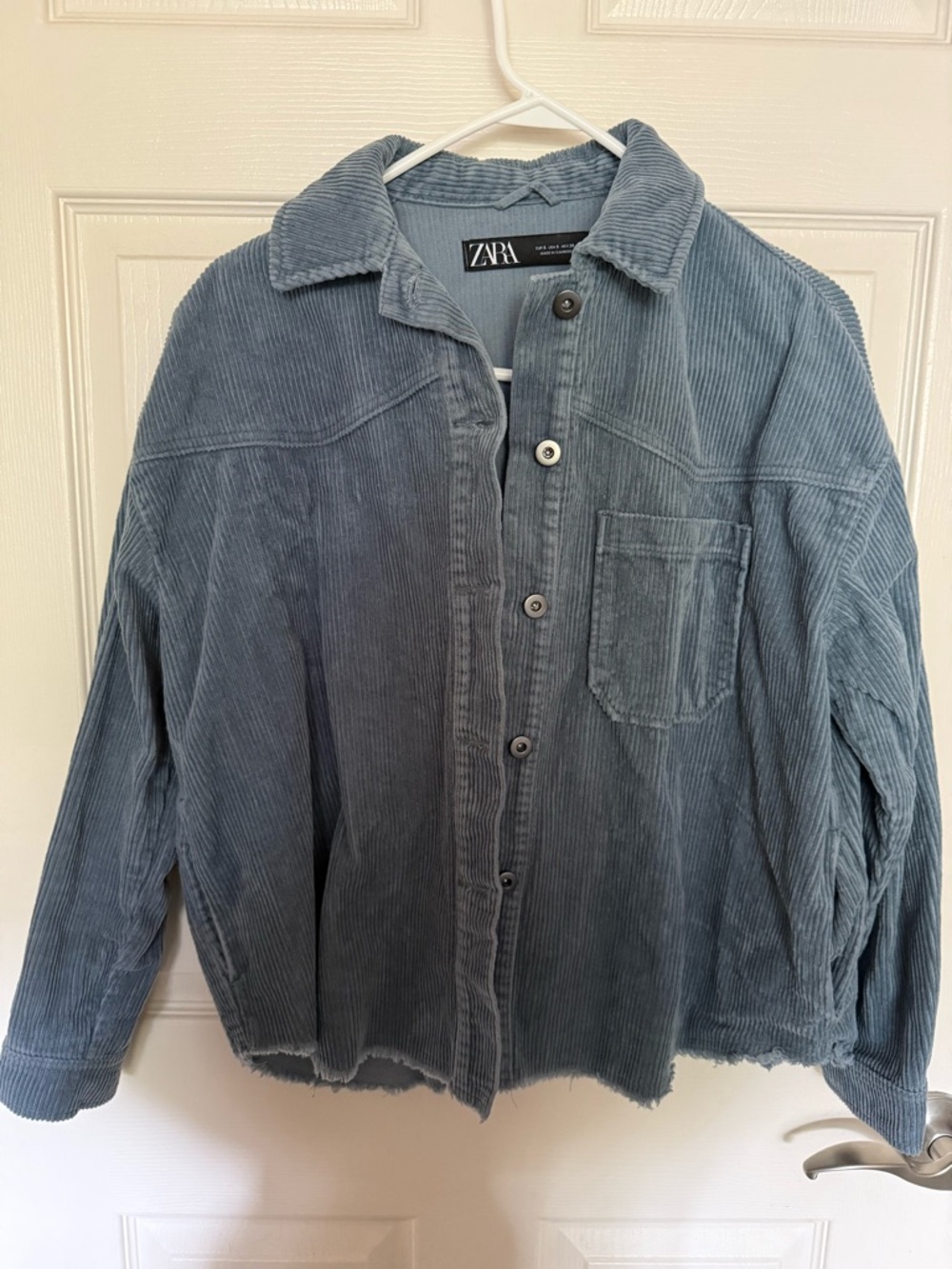 ZARA Dusty Blue Corduroy Button-Up Jacket